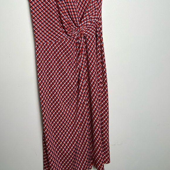 Banana Republic Factory Red Print Twist Faux Wrap Dress Women's Size M - Picture 4 of 14